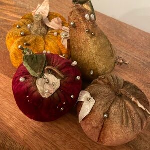 Set of vintage fruit pin cushions